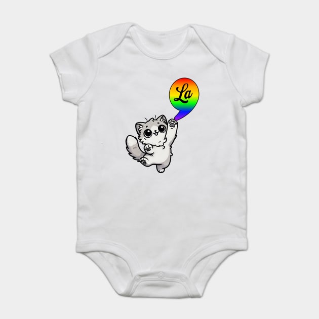 Comma-LA with cute cat Kamala Rainbow design Baby Bodysuit by Luxinda